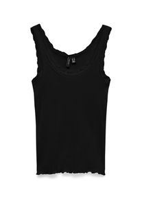V&eacute;ro Moda Tanktop VERO MODA "VMNANA LACE TANK TOP JRS NOOS", Damen, Gr. XS, schwarz, Jersey, Obermaterial: 96% Baumwolle, 4% Elasthan, unifarben, normal, Rundhals, Tops Tanktop, Baumwollmischung