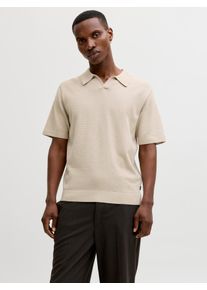 Jack & Jones Polokragenpullover JACK & JONES "JPRBLAMILANO SPRING SPLIT NECK SS SN", Damen, Gr. XS, ancient scroll, Strick, Obermaterial: 83% Baumwolle, 17% Polyester, unifarben, regular fit normal, V-Ausschnitt, Pullover Polokragenpullover, Baumwollmischung, regular fit