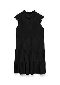 V&eacute;ro Moda Minikleid VERO MODA "VMALBA SS SHORT TIE DRESS WVN NOOS", Damen, Gr. XS, N-Gr, schwarz, Web, Obermaterial: 100% Viskose, unifarben, kurz, Rundhals, Kleider Minikleid, Viskose