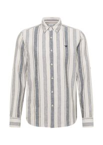 Langarmhemd Mustang "Herren Style Rawlins", Damen, Gr. 3XL, US-Gr&ouml;&szlig;en, bunt 12853, Twill, 55% Leinen, 45% Baumwolle, gestreift, regular fit, Hemden Langarmhemd