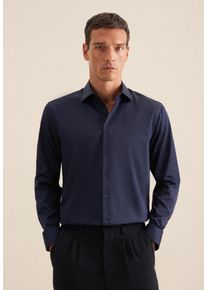 Businesshemd Seidensticker "Schwarze Rose", Herren, Gr. M39, normale &Auml;rmell&auml;ngen, blau (dunkelblau), 100% Baumwolle, unifarben, regular fit, 2-Knopf-Manschette, Hemden Businesshemd, Regular 1/1 Kentkragen Uni