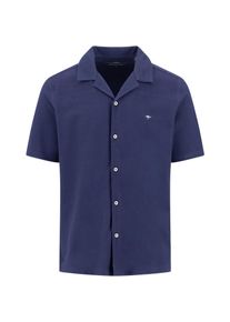 Kurzarmhemd Fynch-Hatton, Damen, Gr. 3XL, N-Gr, marine, Web, Obermaterial: 100% Baumwolle, unifarben, regular fit normal, gerader Abschluss, Hemden Kurzarmhemd, mit Logo Stickerei
