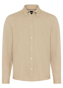Leinenhemd BOSS "LIAM", Damen, Gr. XXL, N-Gr, open beige286, Web, Obermaterial: 100% Leinen, unifarben, regular fit normal, 1-Knopf-Manschette, Hemden Leinenhemd, 100% Leinen mit Button-Down-Kragen, regular fit
