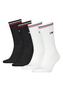 Socken Tommy Hilfiger "TH UNI TJ SOCK 4P ICONIC", Damen, Gr. 39-42, schwarz-wei&szlig; (wei&szlig;, schwarz), Baumwollmischung, normal, Socken Socken, Logo am B&uuml;ndchen