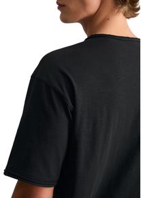 Marc O'Polo T-Shirt MARC O'POLO DENIM, Damen, Gr. S, schwarz, Jersey, Obermaterial: 100% Baumwolle, relaxed fit normal, Rundhals, offene Kante, Shirts T-Shirt, relaxed aus weichem Slub-Jersey