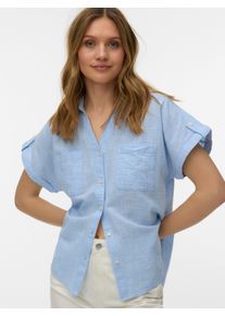 V&eacute;ro Moda Kurzarmbluse VERO MODA "VMTHILDE SS SHIRT WVN NOOS", Damen, Gr. S, allure checks:snow wei&szlig;, Web, Obermaterial: 100% Baumwolle, unifarben, normal, V-Ausschnitt, Blusen Kurzarmbluse, Baumwolle, Kurzarm mit Riegel, hinten etwas l&auml;nger als vorn