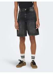 Jeansshorts Only "ONLSONNY HW WIDE DNM SHORTS NOOS", Damen, Gr. XS, N-Gr, washed schwarz, Denim/Jeans, Obermaterial: 100% Baumwolle, unifarben, regular fit kurz, Jeans Jeansshorts, Baumwolle, regular fit, High Waist