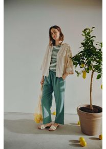 7/8-Hose Freequent "FQLAVA-ANKLE-PA", Damen, Gr. M, N-Gr, schwarz forest, Web, Obermaterial: 55% Leinen, 45% Viskose, 7/8-L&auml;nge, Hosen 7/8-Hose, aus Leinen und mit Kordelzug