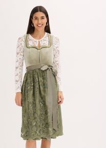 bonprix Dirndl mit Pailletten Sch&uuml;rze (2-tlg.Set), gr&uuml;n, Gr.50, Gl&auml;nzendes Dirndl mit Samt-Mieder und einer Sch&uuml;rze mit gemusterter Paillettenstickerei