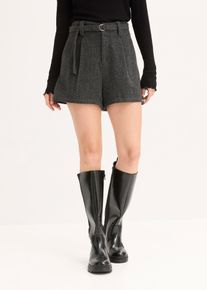 bonprix Bundfalten-Shorts, grau, Gr.42, Bundfalten-Shorts mit G&uuml;rtel, 60% Polyester