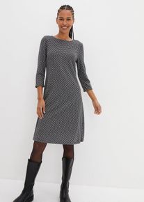 bonprix Punto di Roma-Kleid mit Jaquardmuster aus Viskose-Mix, schwarz, Gr.52/54 (XXL), Knieumspielendes Punto di Roma Kleid mit Jaquardmuster, aus Viskose