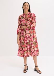 bonprix Midikleid aus flie&szlig;endem Viskose-Mix, rot, Gr.50, weit geschnittenes Midikleid mit floralem Print, aus Viskose