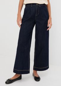 bonprix Wide-Leg-Jeans High Waist Bequembund, blau, Gr.40, Stylische Marlenejeans mit Bundfalten und Bequembundfunktion, 82% Baumwolle