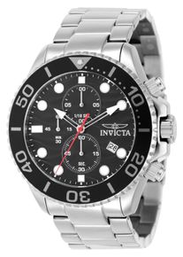 Invicta Pro Diver 50221 Herren Uhr - Quartz Bewegung - Edelstahl mit Schwarzem Zifferblatt - 53 mm