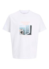 Jack & Jones T-Shirt JACK & JONES "JORNORREBRO PHOTO TEE SS CREW NECK", Herren, Gr. XL, hellwei&szlig; detail:main2 26, Jersey, Obermaterial: 100% Baumwolle, bedruckt, relaxed fit normal, Rundhals, Shirts T-Shirt, Baumwolle, relaxed fit