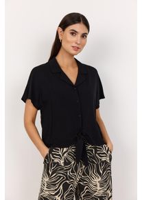 Kurzarmbluse soyaconcept "SC-RADIA 69", Damen, Gr. XL, schwarz, Web, Obermaterial: 100% Viskose, unifarben, kurz, V-Ausschnitt, Blusen Kurzarmbluse, Viskose