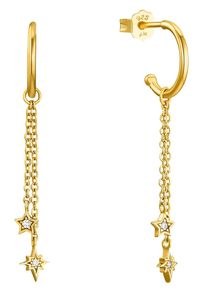 Paar Ohrh&auml;nger Amor "Sterne", gold (gelbgoldfarben, wei&szlig;, kristallwei&szlig;), Ohrringe, Damen, Silber 925 (Sterlingsilber), Paar Ohrh&auml;nger, mit Zirkonia (synth.)