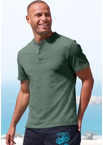 Henleyshirt John Devin "mit Stehkragen", Herren, Gr. S (44/46), gr&uuml;n (salbei), Piqu&eacute;, Obermaterial: 100% Baumwolle, unifarben, regular fit normal, Rundhals, abgesteppte Kante, Shirts Henleyshirt, Regular-Fit, aus Baumwoll-Piqu&eacute;