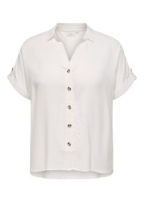 Kurzarmbluse Only CARMAKOMA "CARYASMIN SHIRT S/S WVN NOOS", Damen, Gr. 54, snow wei&szlig;, Web, Obermaterial: 100% Viskose, unifarben, normal, V-Ausschnitt, Blusen Kurzarmbluse
