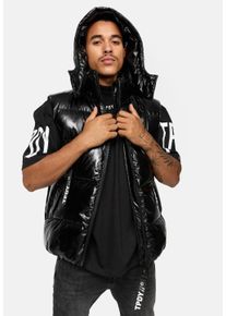 Steppweste Trueprodigy "Darko Reflektierender Innenkragen Kapuze extra gro&szlig;e Seitentaschen", Herren, Gr. XL, schwarz, Obermaterial: 100% Polyester PES., regular fit, Westen Steppweste