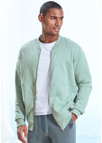 Sweatjacke John Devin "mit modischer Teilungsnaht", Damen, Gr. L (52/54), hellsalbei, angeraute Sweatware, Obermaterial: 60% Baumwolle, 40% Polyester, regular fit normal, Rundhals, angesetztes B&uuml;ndchen, Sweatjacken Sweatjacke, Langarm, Sweatjacke mit Rei&szlig;verschluss und Rundhals, Baumwollmischung