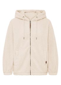 Kapuzensweatjacke oxmo "Kapuzenfleecejacke OXBERINA", Damen, Gr. S, beige (oatmeal), Obermaterial: 100% Polyester PES., Sweatjacken Kapuzensweatjacke