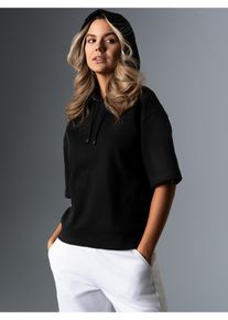 T-Shirt TRIGEMA "TRIGEMA Cropped Kapuzenshirt", Damen, Gr. S, schwarz, Piqu&eacute;, 100% Baumwolle, Basic, Shirts T-Shirt