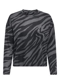 Langarmshirt Only "ONLLYAM LIFE L/S TOP BOX JRS", Damen, Gr. S, magnet aop:shiny zebra, Jersey, Obermaterial: 95% Polyester, 5% Elasthan, bedruckt, Rundhals, Shirts Langarmshirt