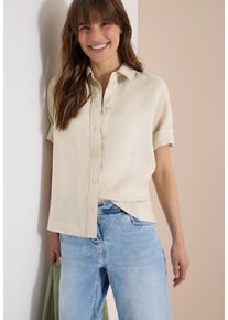 Hemdbluse Cecil, Damen, Gr. XS (36), macadamia beige, Web, Obermaterial: 100% Leinen, unifarben, regular fit normal, Blusen Hemdbluse, aus reinem Leinen
