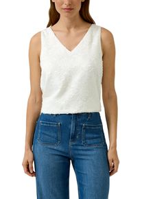 Blusentop s.Oliver BLACK LABEL, Damen, Gr. 40, ecru, Web, Obermaterial: 100% Polyester, unifarben, normal h&uuml;ftbedeckend, V-Ausschnitt, Blusen Blusentop, mit floralem Muster und V-Aussschnitt
