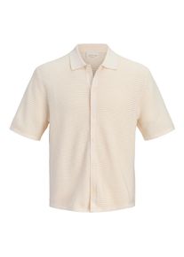 Jack & Jones Kurzarmhemd JACK & JONES "JORMAINE KNIT SS POLO CARDIGAN SN", Damen, Gr. S, N-Gr, sea salt, Strick, Obermaterial: 100% Baumwolle, unifarben, relaxed fit normal, ohne Ausschnitt, Hemden Kurzarmhemd, Gestrickt, Baumwolle, relexed fit