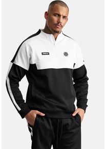 Sweater Trueprodigy "Owen Color Block Eins&auml;tzen mit Rei&szlig;verschluss und Badges", Damen, Gr. M, schwarz, Obermaterial: 95% Polyester PES. 5% Elasthan EL., regular fit, Rundhals, Sweatshirts Sweater