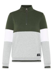 Troyer oxmo "Longsweatshirt OXOMAREN SWEAT", Damen, Gr. XL, gr&uuml;n (climbing ivy), Obermaterial: 80% Polyester PES. 20% Baumwolle CO., Pullover Troyer