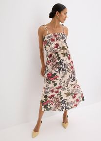 bonprix Jerseykleid, beige, Gr.48/50 (XL), Sommerliches Kleid mit tollem Druck und Bindetr&auml;gern