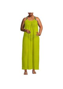 LANDS' END Durchscheinendes Ripp-Maxi-Strandkleid, Damen,  Gr&uuml;n, Viskose-Mischung/Polyester-Mischung, by Lands' End