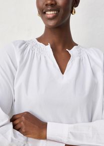 bonprix Tunika mit Seidenanteil, wei&szlig;, Gr.36, elegante Tunika mit Seidenanteil und schm&uuml;ckenden smok Einsatz am Ausschnitt und &Auml;rmel, aus Seide