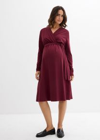 bonprix Flie&szlig;endes Umstandskleid aus Bio-Baumwolle f&uuml;r die Schwangerschaft und danach, rot, Gr.36/38 (S), Lang&auml;rmeliges Jersey Kleid mit Wickelausschnitt, 95% Baumwolle (organic)