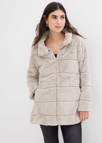 bonprix Kuschelige Felljacke f&uuml;r die Schwangerschaft, grau, Gr.36, Flauschige Umstandsjacke mit seitlichen Rei&szlig;verschl&uuml;ssen