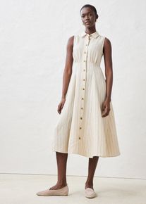 bonprix Hemdblusenkleid aus reinem Leinen, beige, Gr.48, geschmeidiges Hemdblusenkleid aus reinem Leinen