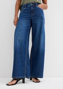 bonprix Wide-Leg-Jeans Mid Waist, blau, Gr.44, Weite Jeans mit mittlerem Bund, 66% Baumwolle