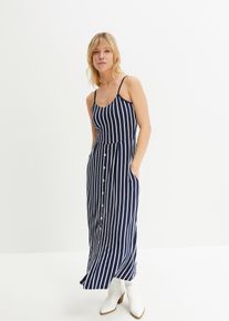 bonprix Sommerliches Jerseykleid mit Knopfleiste und Streifen, blau, Gr.36/38 (S), Kleid im eleganten Stil, mit Spaghetti-Tr&auml;gern. Ab Taille mittig mit einer kleinen Knopfleiste bis zum Saum versehen, aus Viskose