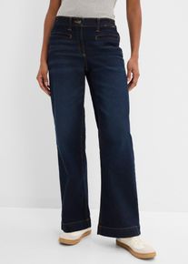 bonprix Wide-Leg-Jeans Mid Waist Bequembund, blau, Gr.40, Moderne Baumwoll-Jeans sorgt mit extra weitem Bein f&uuml;r gro&szlig;es Wohlf&uuml;hlkomfort, 98% Baumwolle