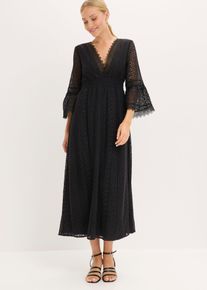 bonprix Maxikleid in Crochet-Optik, schwarz, Gr.54, Auff&auml;lliges Maxikleid mit Spitze, 60% Baumwolle