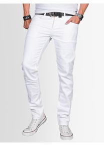 Alessandro Salvarini A. Salvarini Herren Jeans Slim Fit Stretch Denim 5-Pocket - Wei&szlig;