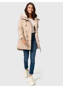 Navahoo Ireliaa Damen Parka &ndash; Windabweisende Winterjacke mit Teddyfell & Kapuze - Beige