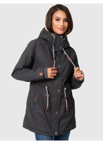 Navahoo Ireliaa Damen Parka &ndash; Windabweisende Winterjacke mit Teddyfell & Kapuze - Anthrazit