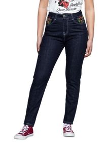 Queen Kerosin Damen High Waist Jeanshose blau