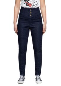 Queen Kerosin Damen High Waist Jeanshose dunkelblau