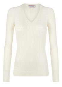 Pullover Kabelstrick-Pullover Mit V-Ausschnitt