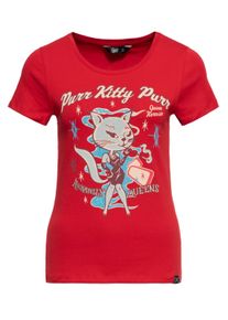 Queen Kerosin Damen T-Shirt Purr Kitty Purr rot